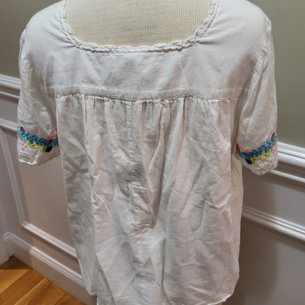 Lilly Pulitzer White Cotton Tunic with Multicolor Floral Embroidery - Picture 2 of 5